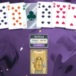 Hình ảnh game Balatro với các quân bài trên nền tím, minh họa cho thể loại roguelike xây dựng bộ bài.