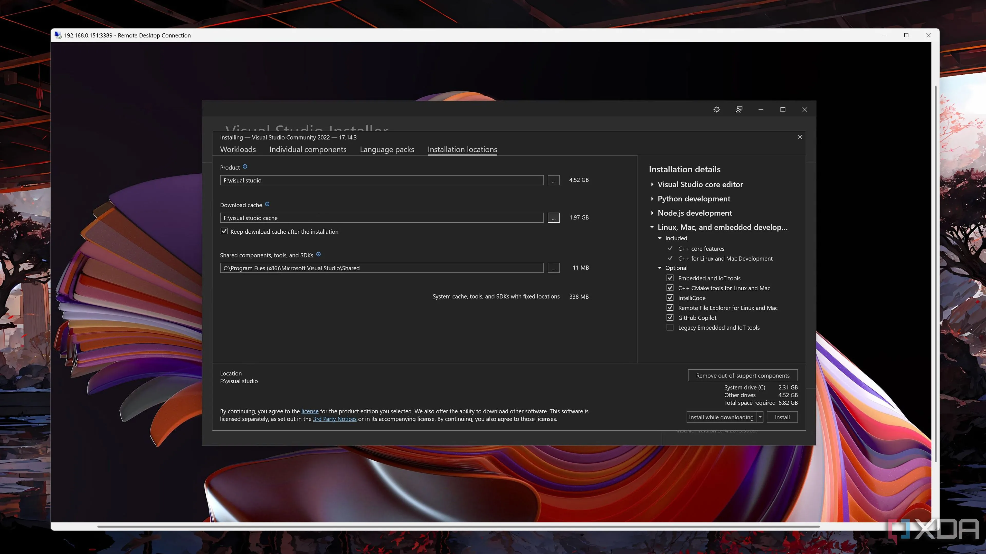 Hình ảnh giao diện Visual Studio đang chạy trong môi trường máy ảo