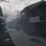 Hình ảnh một con hẻm nhỏ u ám tại Ebisugaoka trong Silent Hill F