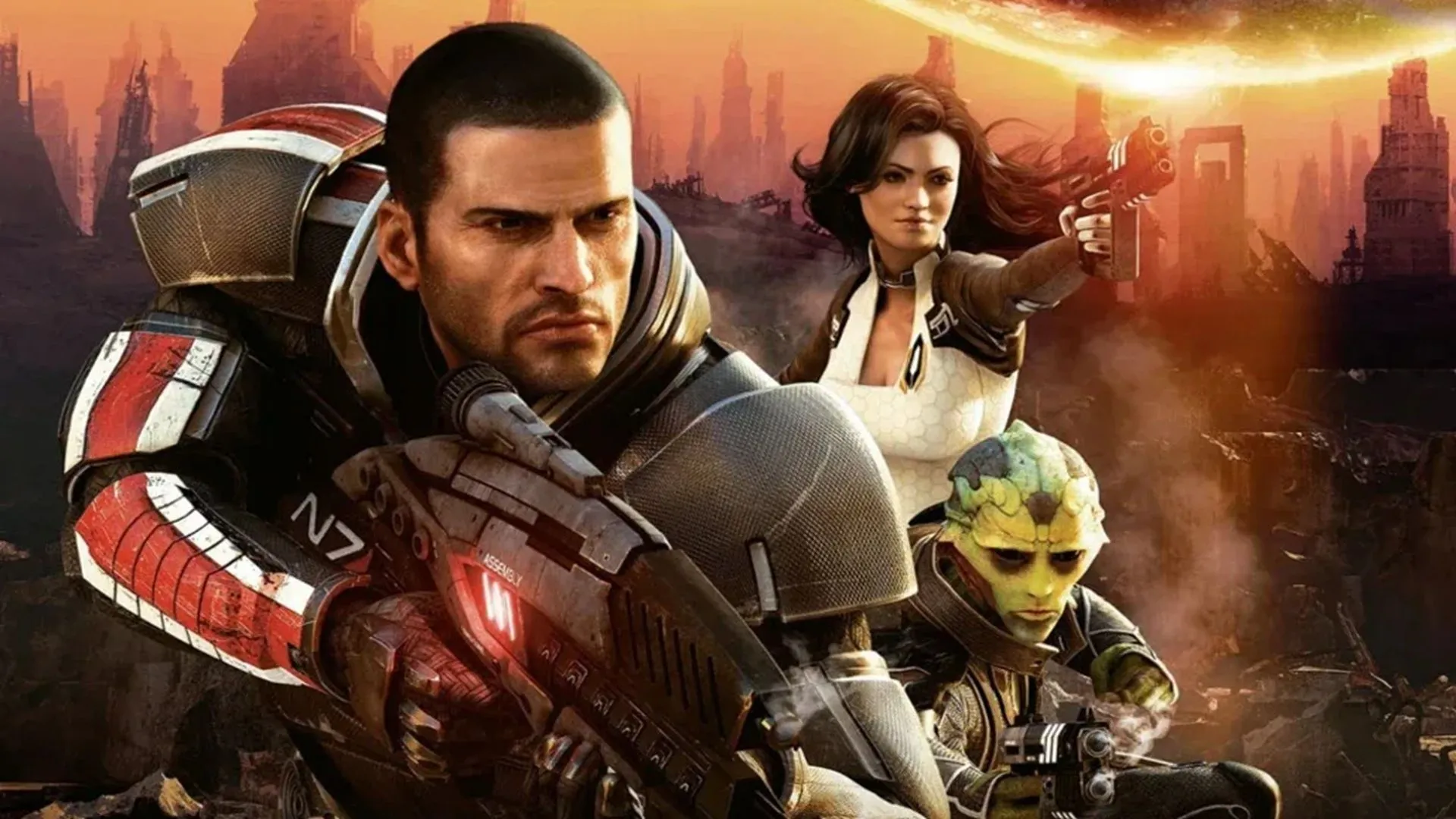 Hình ảnh quảng bá Mass Effect 2, tựa game nhập vai khoa học viễn tưởng được đánh giá cao trên Xbox 360 và Xbox Series X