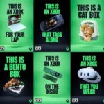 Hình ảnh quảng cáo chiến dịch "This is an Xbox" cho thấy Game Pass chạy trên nhiều thiết bị như laptop, điện thoại, tablet, và TV.