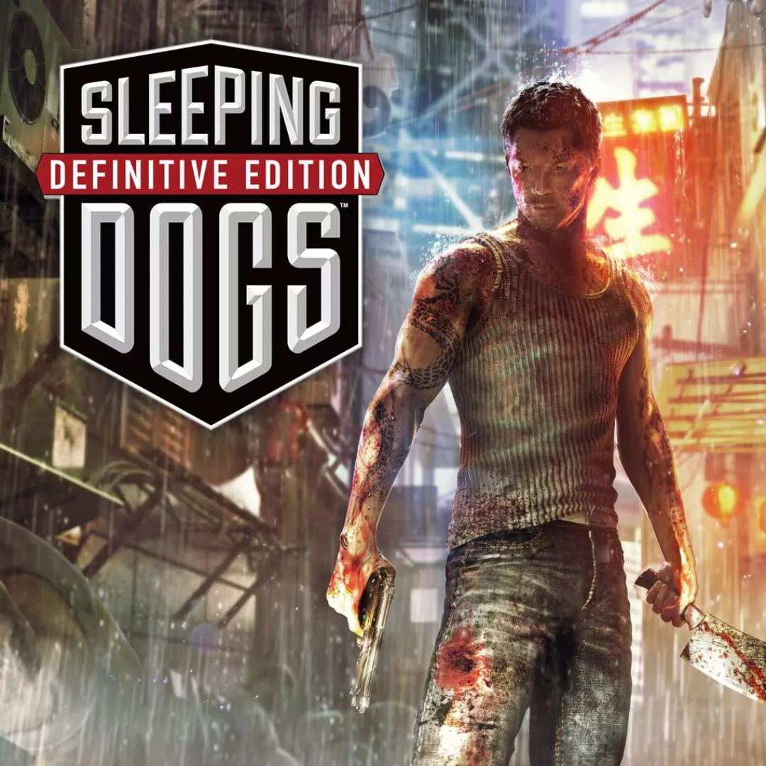 Hình ảnh sản phẩm của game Sleeping Dogs: Definitive Edition, mô tả nhân vật chính trong một cảnh hành động tại Hồng Kông.