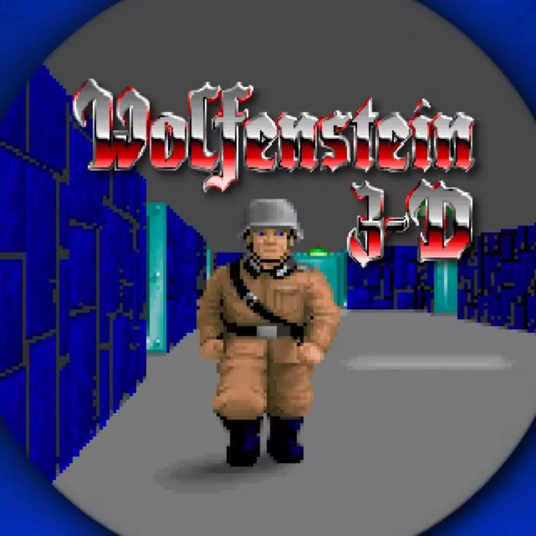 Hình ảnh sản phẩm của game Wolfenstein 3D, với nhân vật chính BJ Blazkowicz cầm súng