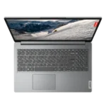 Hình ảnh tổng thể laptop Lenovo IdeaPad 1 màu Storm Grey với màn hình mở 100 độ
