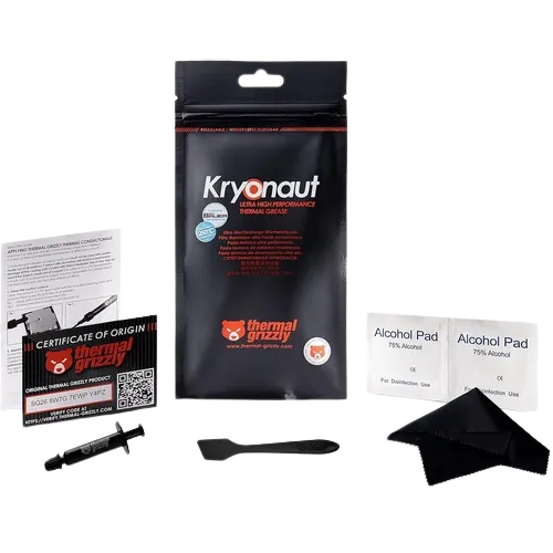 Hộp keo tản nhiệt Thermal Grizzly Kryonaut với dụng cụ đi kèm