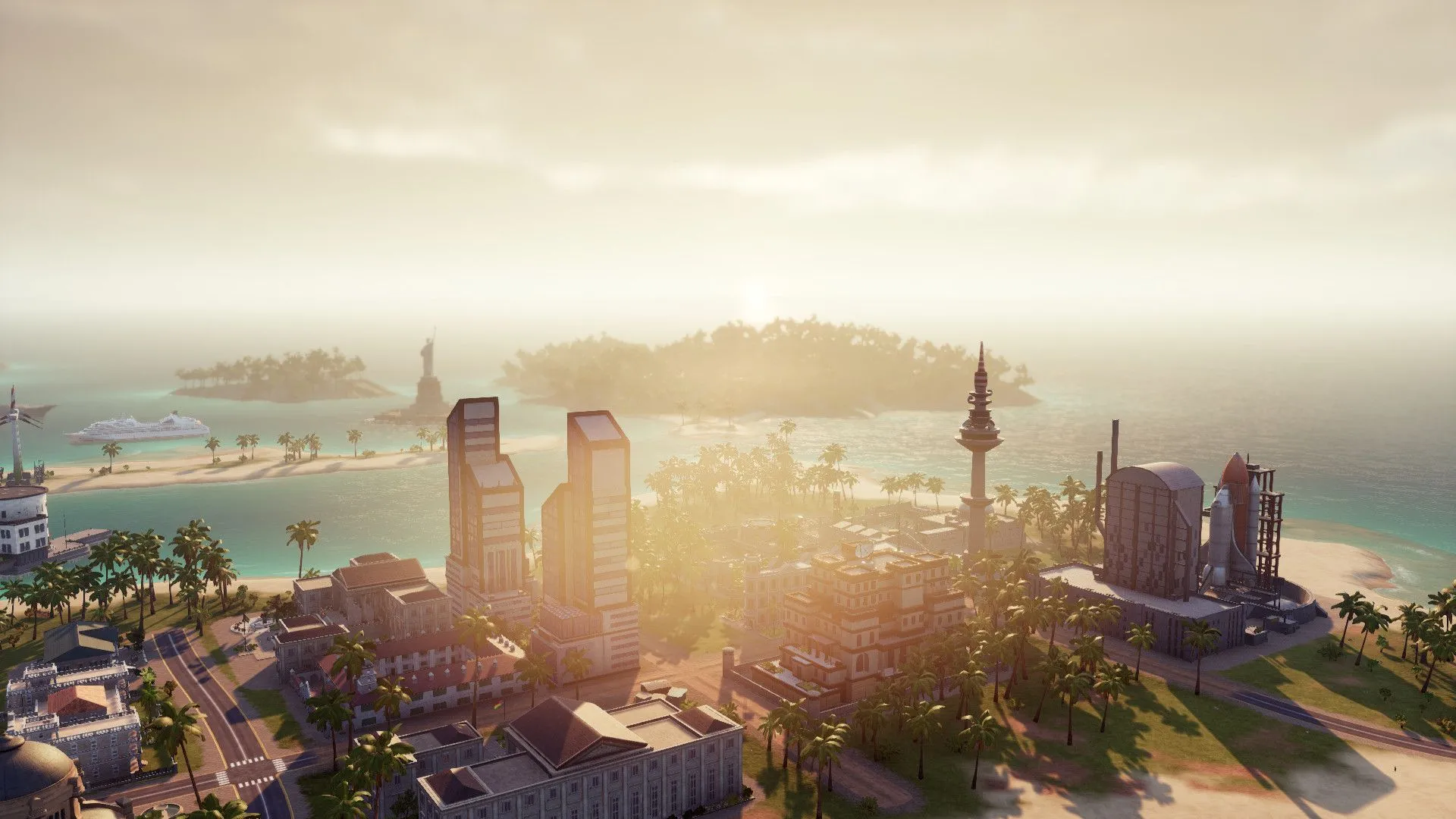 Khung cảnh đô thị nhộn nhịp trên hòn đảo nhiệt đới của Tropico 6.
