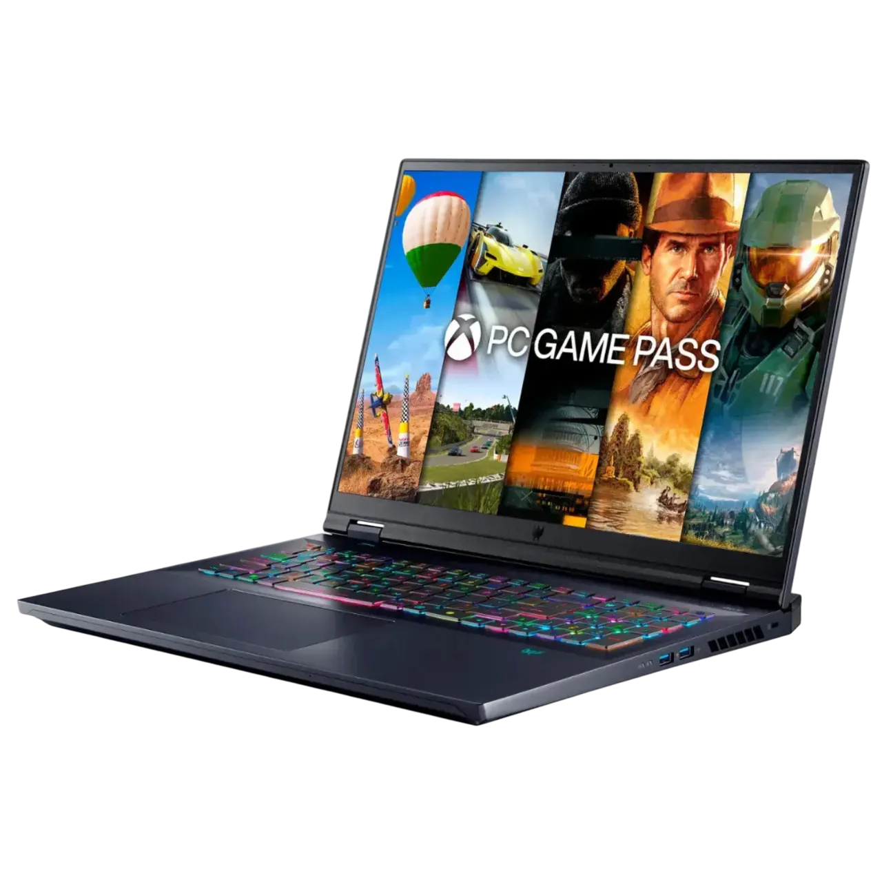 Laptop gaming Acer Predator Helios 18 hiển thị rõ màn hình và bàn phím RGB