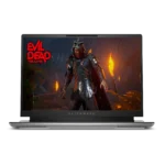 Laptop gaming Alienware x16 R2 với thiết kế cao cấp và đèn RGB đặc trưng, nhìn từ góc cạnh cho thấy sự mỏng nhẹ