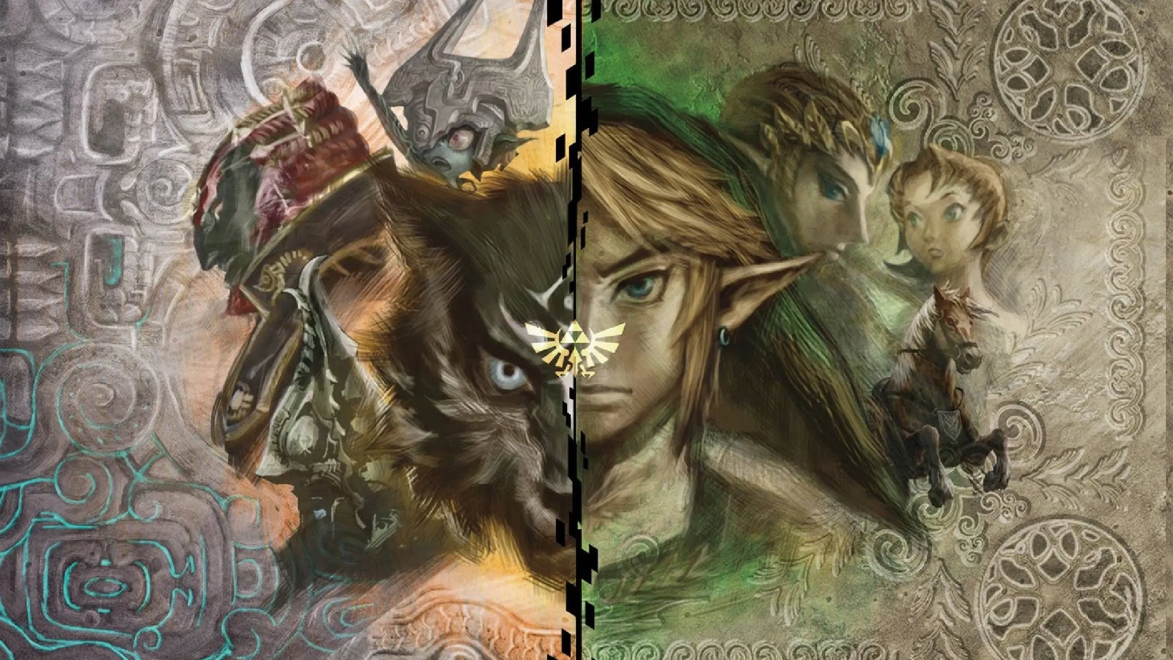 Link, Midna và các nhân vật khác trong The Legend of Zelda Twilight Princess ở cả dạng người và dạng sói