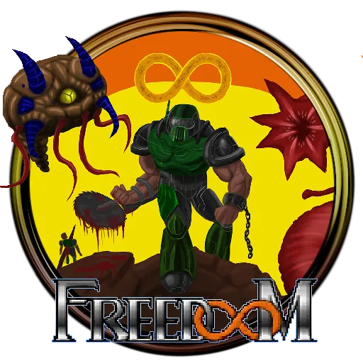 Logo game Freedoom với phong cách tương tự tựa game Doom nổi tiếng