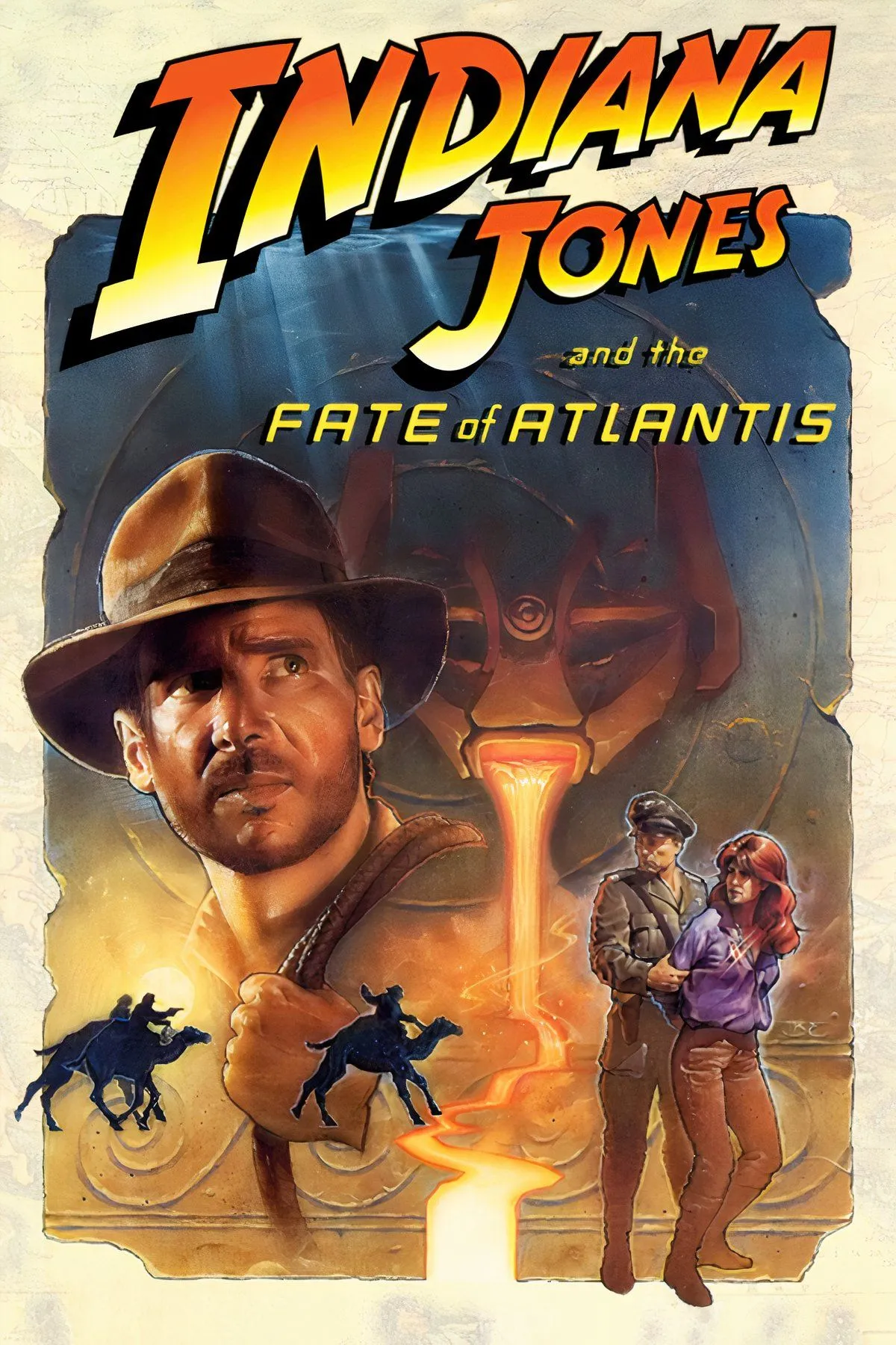 Màn hình game Indiana Jones and the Fate of Atlantis, mô tả Indiana Jones trong một khung cảnh hang động