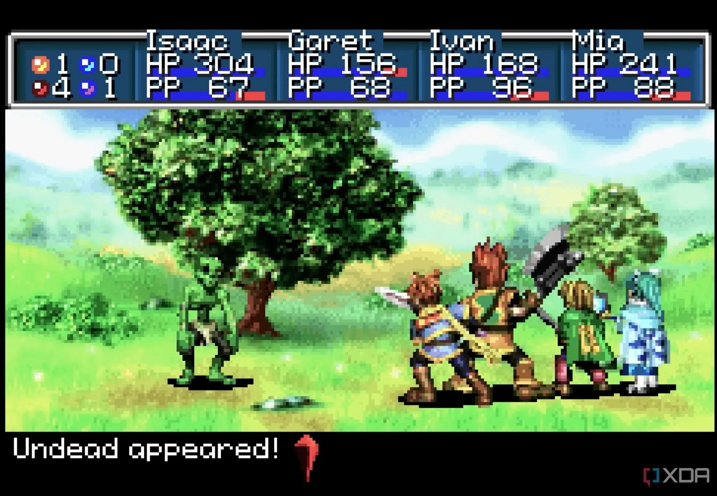 Màn hình khởi động của Golden Sun, tựa game RPG huyền thoại trên Game Boy Advance.