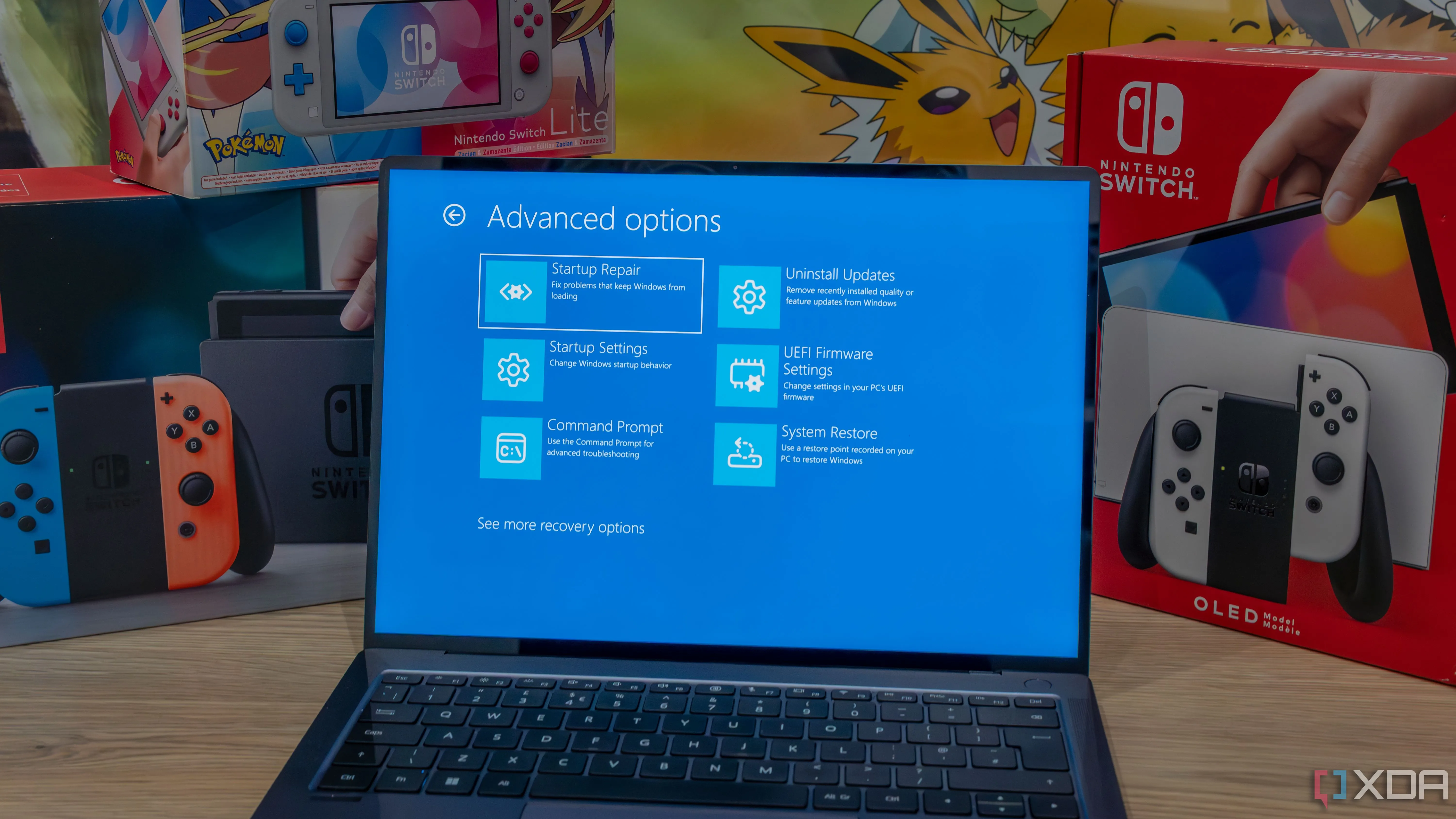 Màn hình môi trường khôi phục Windows 11 sau lỗi bootloader