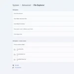 Màn hình ứng dụng Cài đặt Windows 11 hiển thị các tùy chọn nâng cao cho File Explorer, một phần của tính năng Cài đặt Nâng cao Windows.