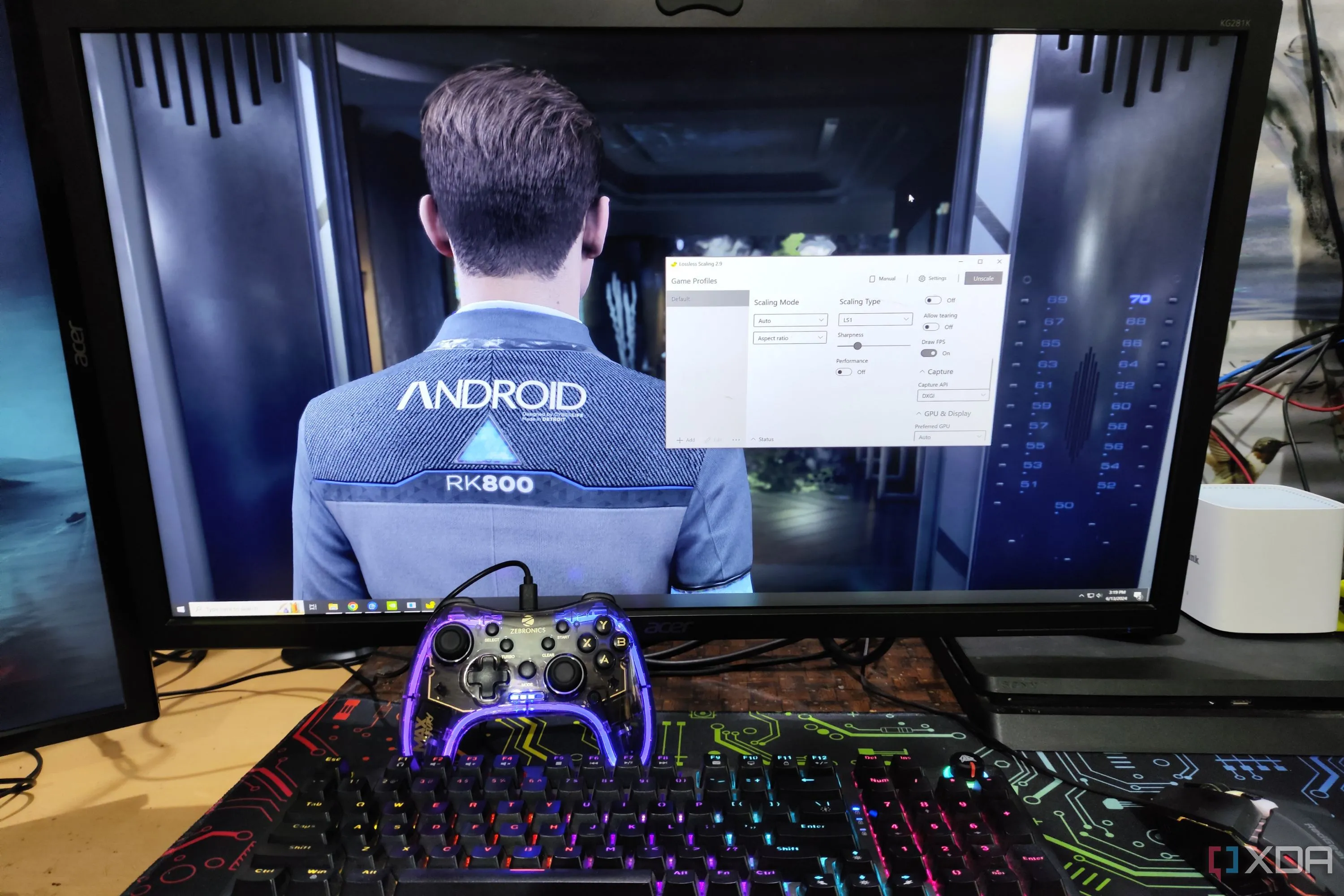 Máy tính chơi game hiển thị game Detroit: Become Human được cải thiện hiệu suất bằng Lossless Scaling