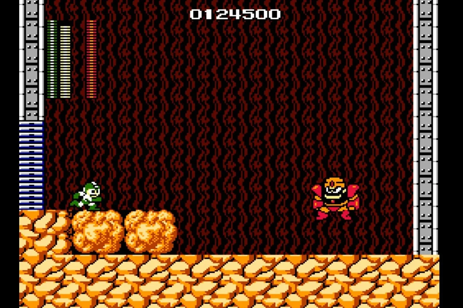 Mega Man đối đầu với một trong những Robot Master khét tiếng, minh họa độ khó đặc trưng của series Mega Man NES