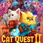 Mèo và chó dũng mãnh trong bìa game Cat Quest II, chuẩn bị phiêu lưu trong thế giới Felingard và Lupus Empire.