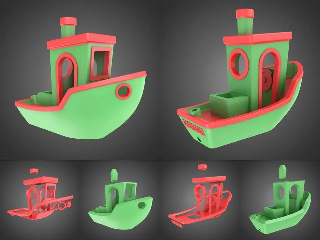 Minh họa Benchy đa phần – phiên bản Dualprint phía trước và phía sau