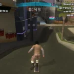 Một ảnh chụp màn hình game Tony Hawk's American Wasteland với lối chơi trượt ván thế giới mở.