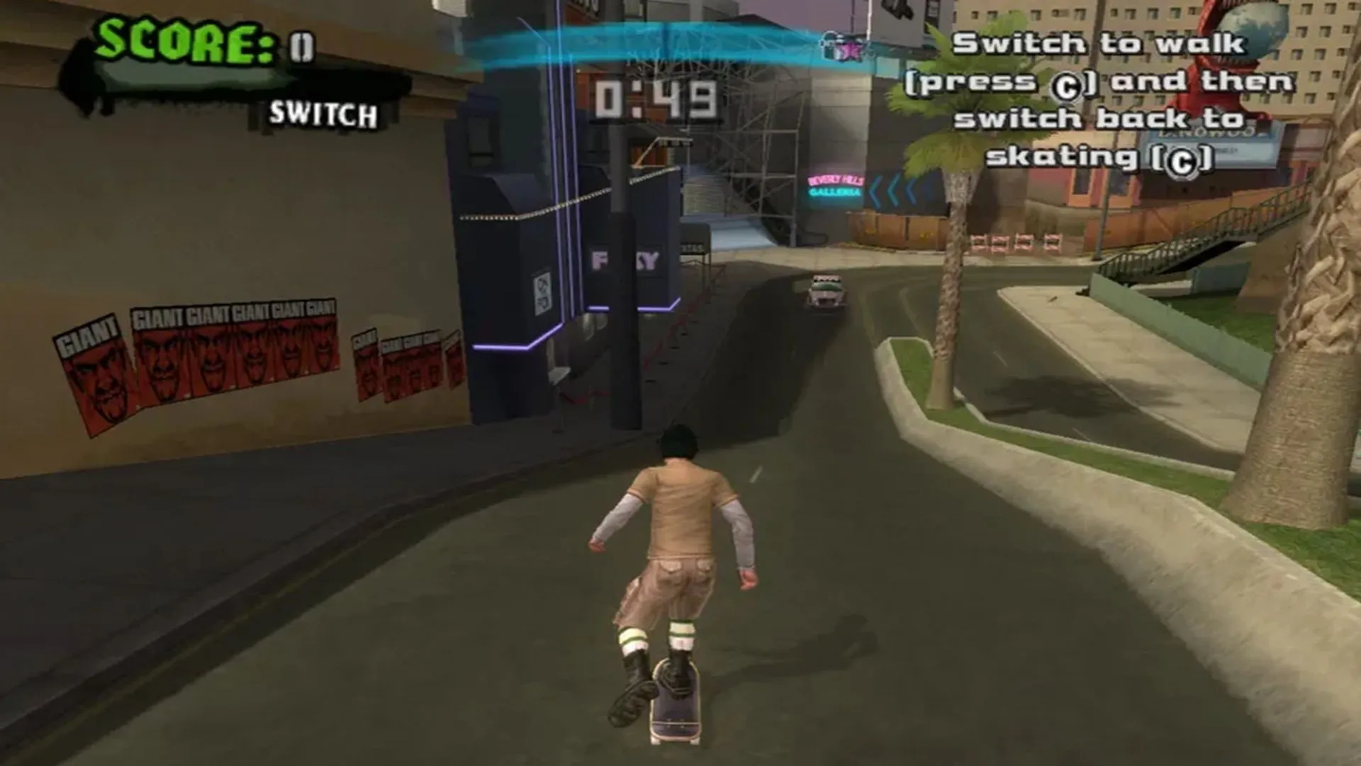 Một ảnh chụp màn hình game Tony Hawk's American Wasteland với lối chơi trượt ván thế giới mở.