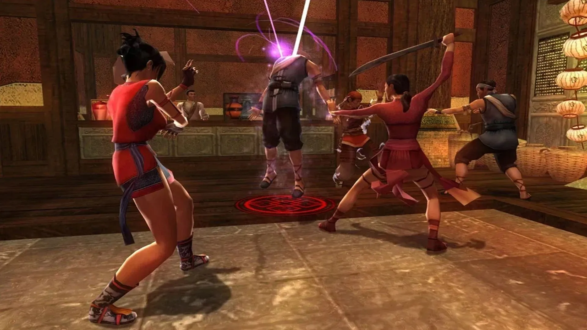 Một cảnh chiến đấu đầy kịch tính trong tựa game nhập vai võ thuật Jade Empire của BioWare.