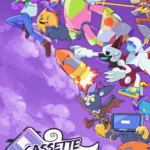 Một cảnh chiến đấu trong game Cassette Beasts với hai quái vật đang hợp thể