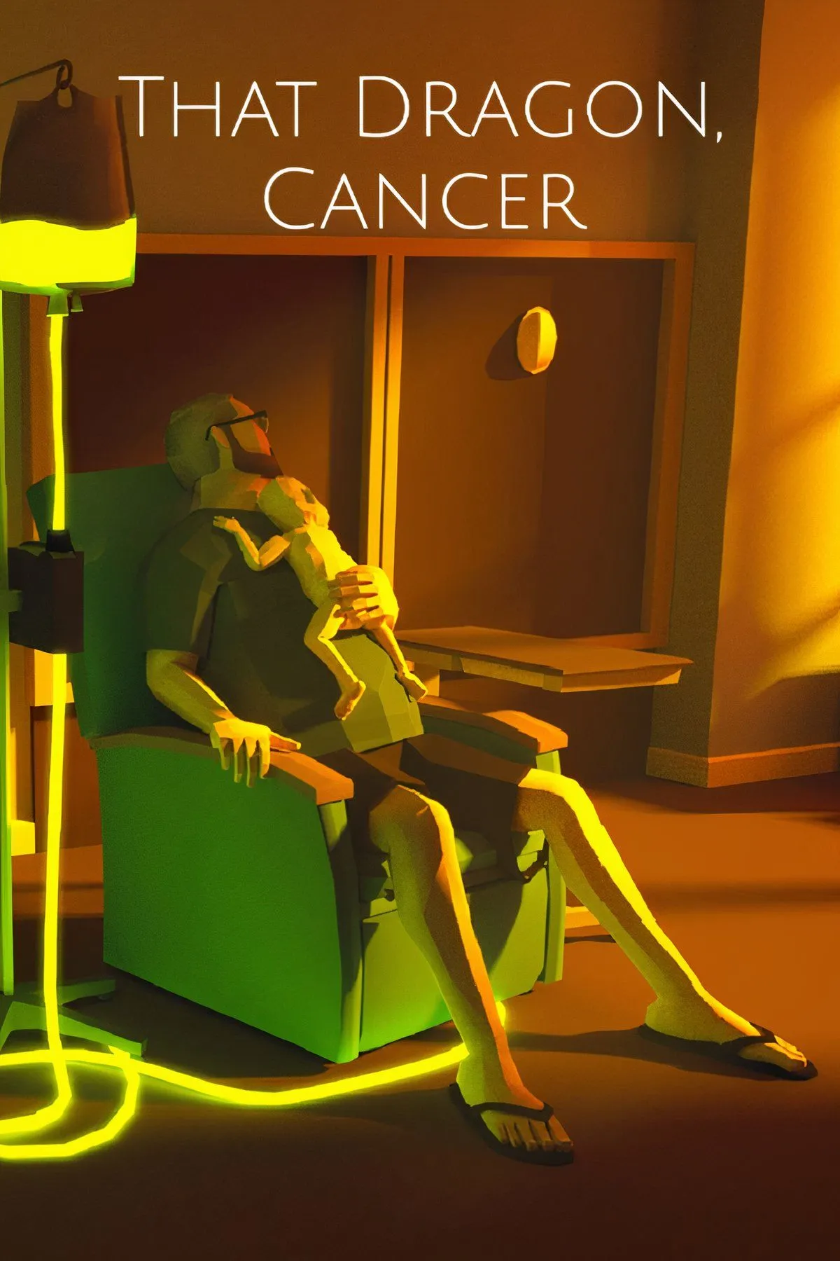 Một cảnh trong game cảm động That Dragon, Cancer, nơi một gia đình đang cầu nguyện, với đồ họa 3D đơn giản nhưng truyền tải cảm xúc mạnh mẽ về cuộc chiến chống lại bệnh tật.