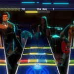 Một hình ảnh chụp màn hình ban nhạc đầy đủ trong khi chơi game Rock Band 4