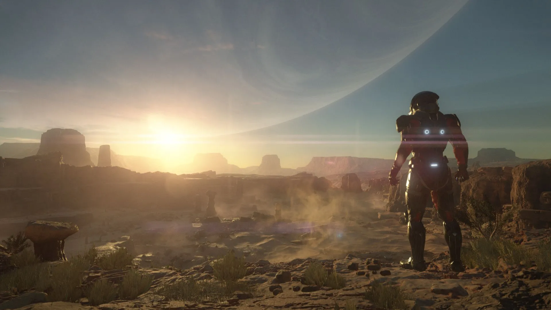 Một nhân vật khám phá thế giới mở rộng lớn trong Mass Effect Andromeda