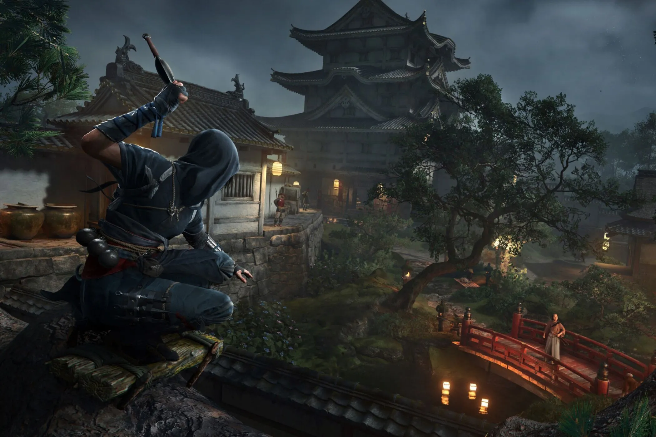 Naoe trong Assassin's Creed Shadows với lưỡi dao ẩn, minh họa chế độ ám sát đảm bảo