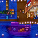 Người chơi Stardew Valley chạy trên bến tàu vào ban đêm, biểu tượng cho thế giới game luôn được mở rộng và cập nhật liên tục từ nhà phát triển ConcernedApe.