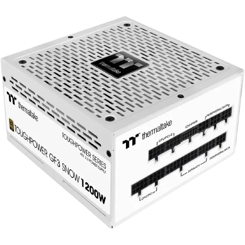 Nguồn Thermaltake Toughpower GF3 Snow Edition 1200W 80+ Gold màu trắng, một lựa chọn công suất tối ưu cho PC hiệu năng cao.
