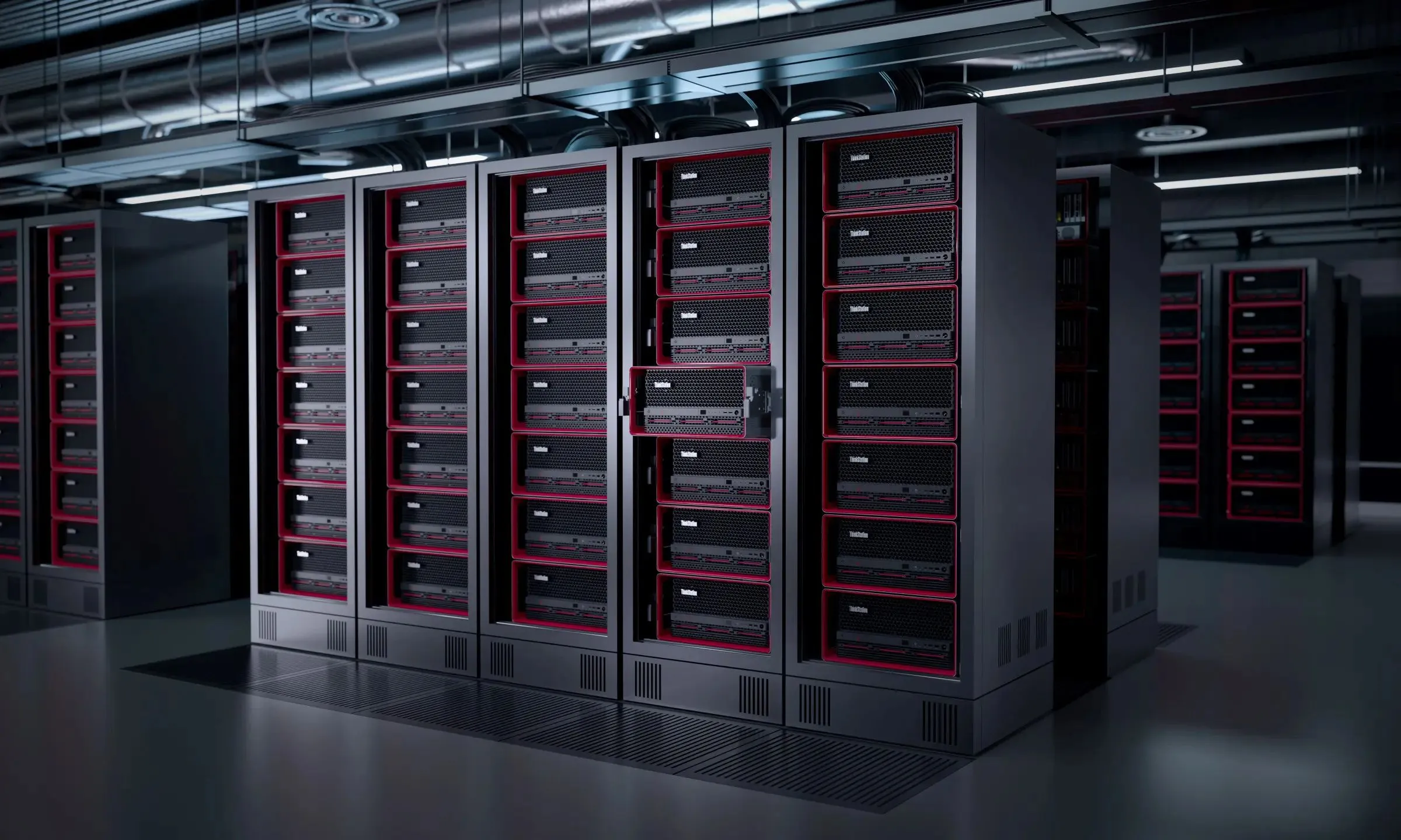 Nhiều giá đỡ trung tâm dữ liệu với máy trạm Lenovo ThinkStation PX