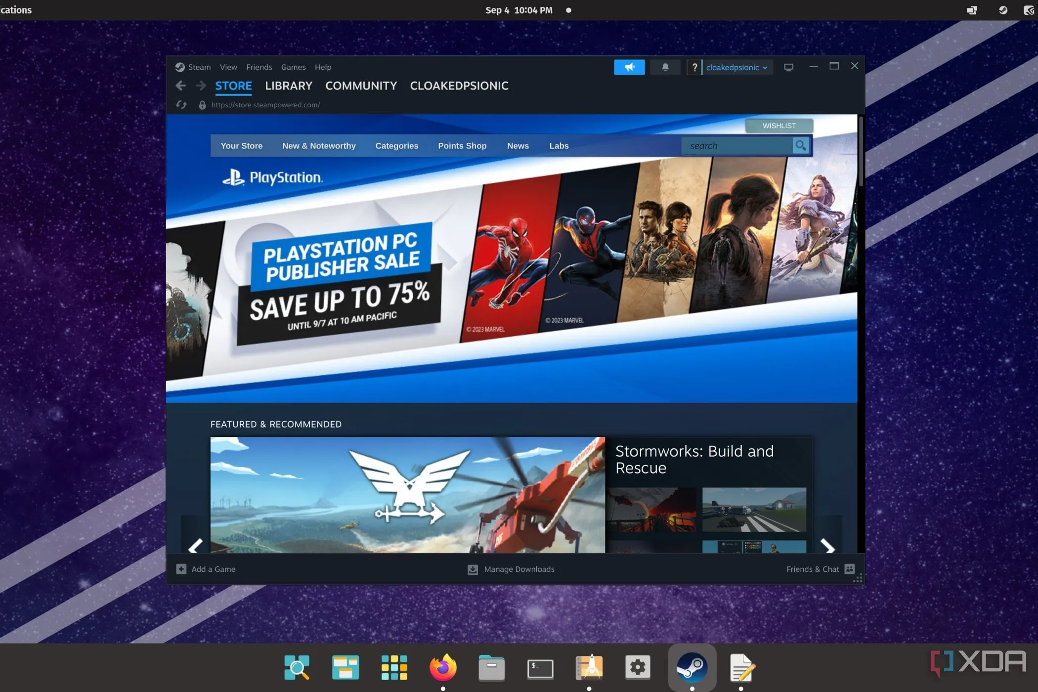 Pop!_OS hiển thị giao diện của nền tảng Steam, minh họa khả năng tương thích game trên hệ điều hành này
