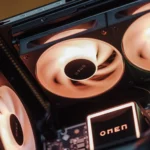 Quạt tản nhiệt AIO với đèn LED cam nhạt trên PC gaming