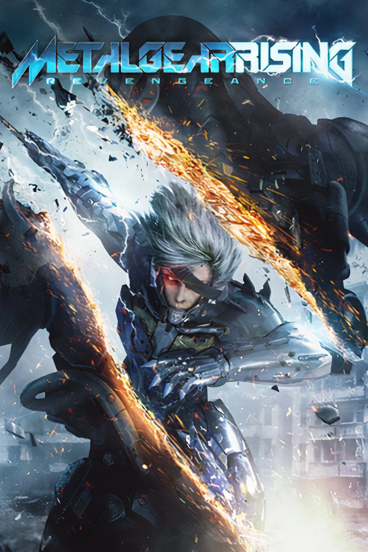Raiden đối đầu với Senator Armstrong trong Metal Gear Rising: Revengeance, một trận đấu trùm đầy kịch tính với đối thủ được cường hóa bởi công nghệ nanomachine.