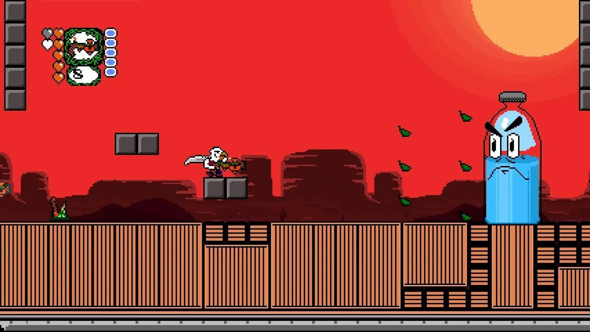 Revenge of the Bird King - Ảnh chụp màn hình gameplay của tựa game platformer hành động Revenge of the Bird King, hiển thị nhân vật Dwanye trong môi trường Gunworld