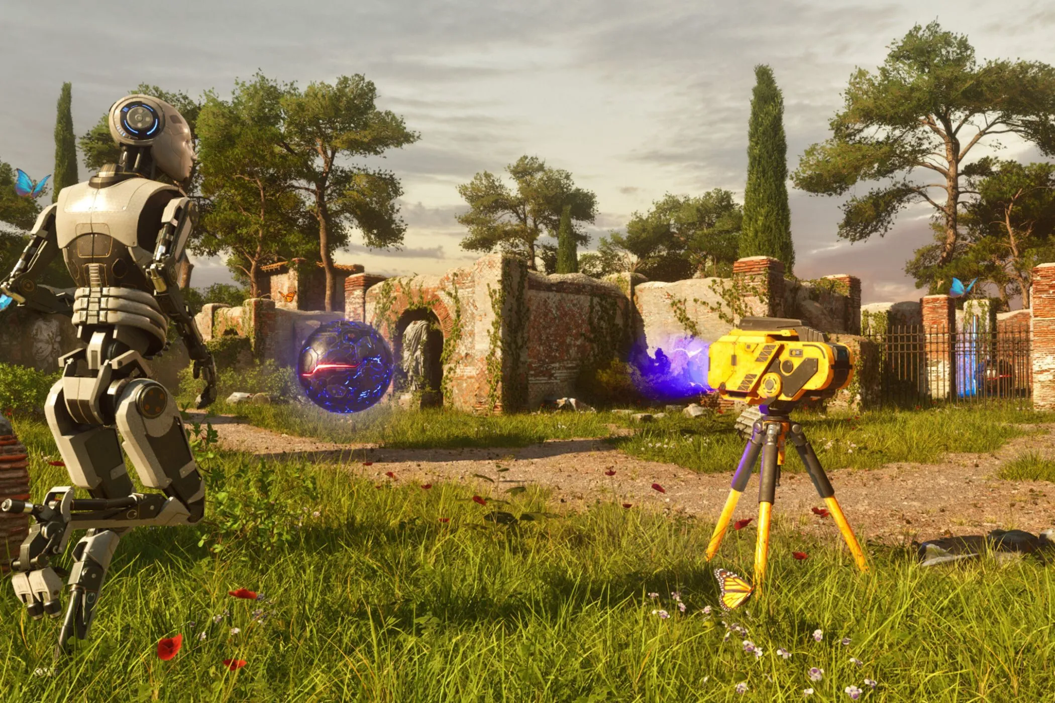 Robot trong game The Talos Principle, minh họa sự cần thiết của chuột để giải đố chính xác trên Nintendo Switch 2