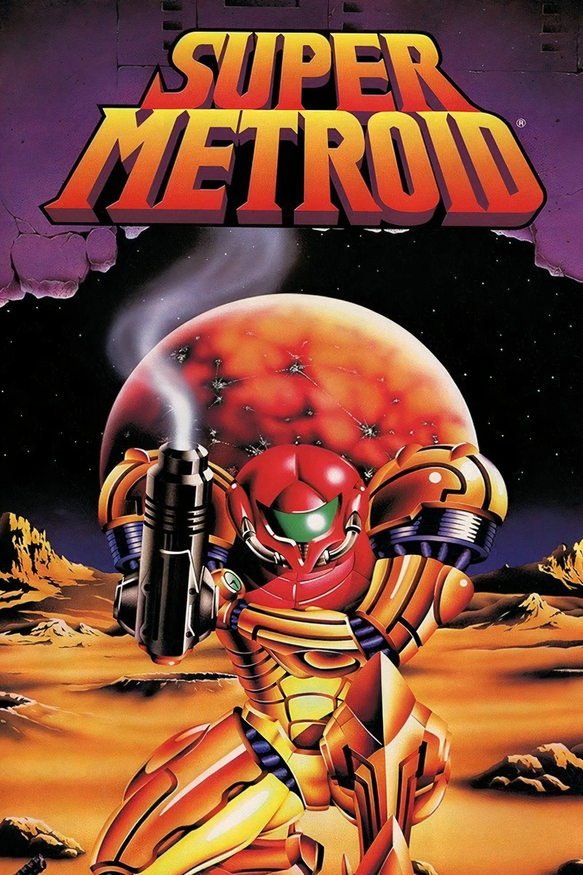 Samus Aran đối mặt với Ridley, con rồng không gian hung tợn, trong Super Metroid