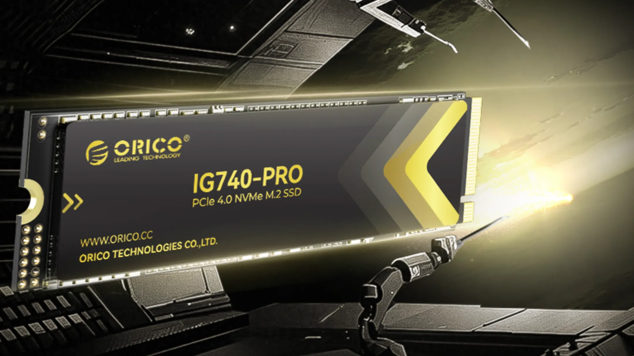 SSD ORICO 2TB M.2 NVMe với tản nhiệt, minh họa tốc độ cao