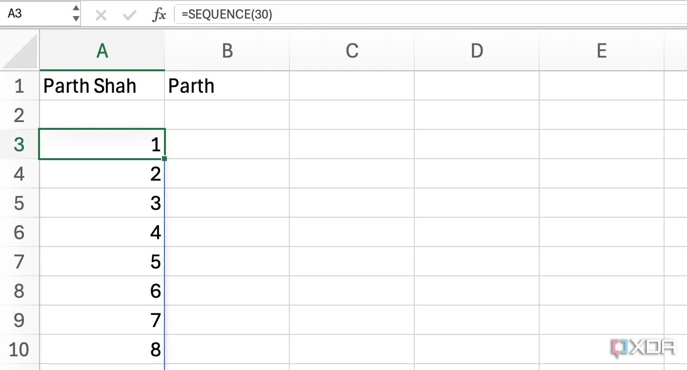 Sử dụng hàm SEQUENCE trong Excel để tạo một dãy số tự động trong bảng tính