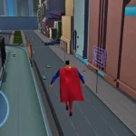 Superman bay lượn trong game Superman: Shadow of Apokolips trên PlayStation 2