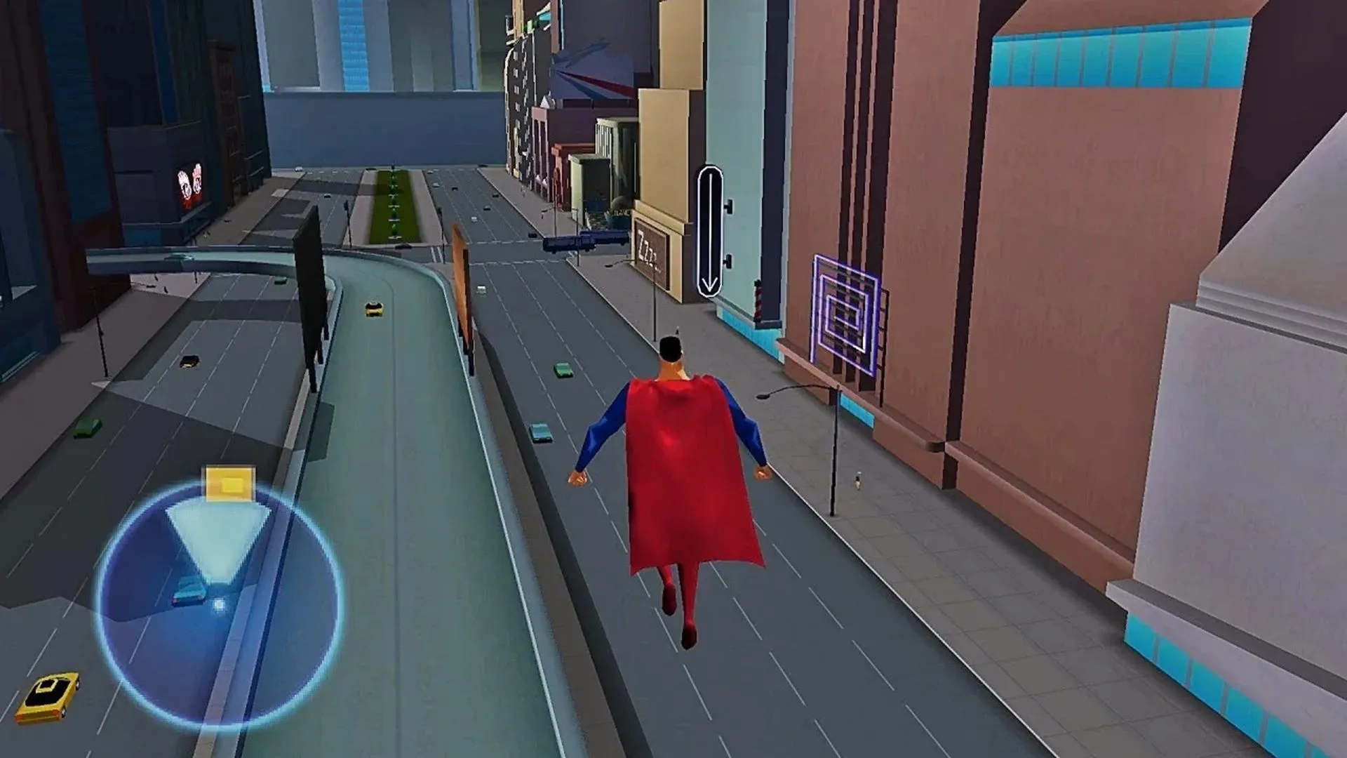 Superman bay lượn trong game Superman: Shadow of Apokolips trên PlayStation 2