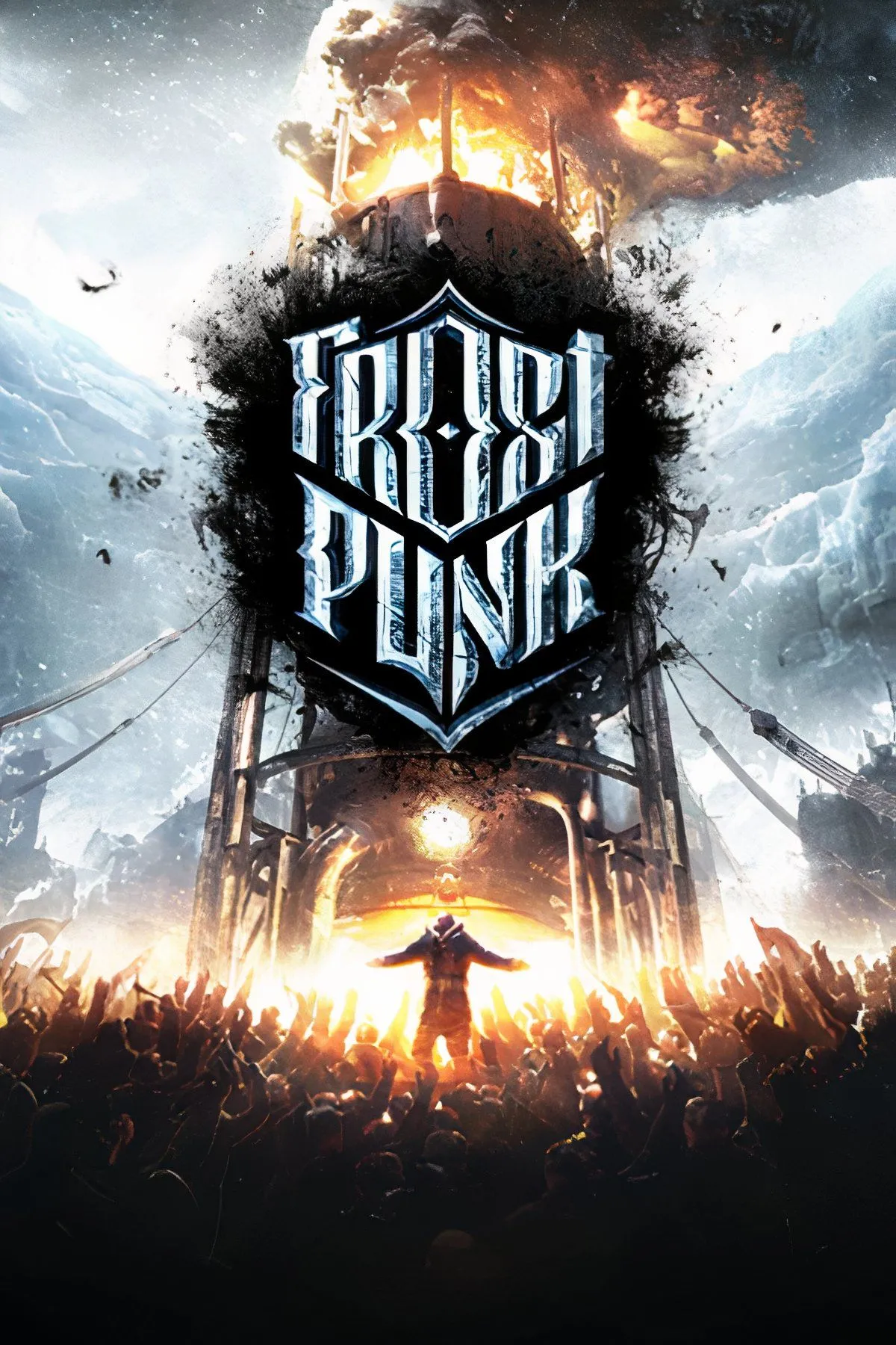 Thành phố băng giá được xây dựng xung quanh lò hơi trung tâm trong game Frostpunk, biểu tượng của sự sinh tồn khắc nghiệt và quản lý tài nguyên.