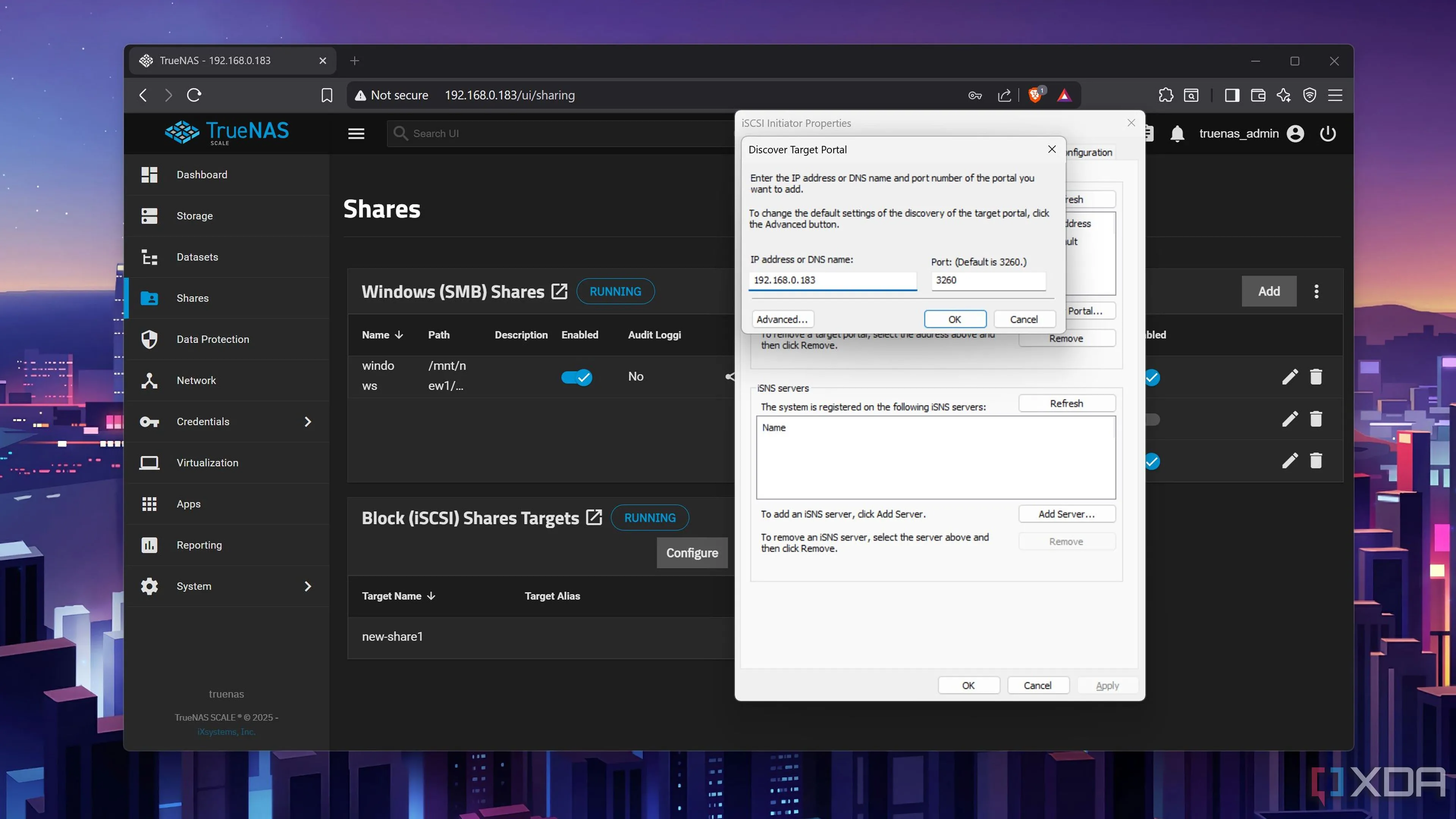 Thêm mục tiêu iSCSI vào Windows 11 từ TrueNAS Scale