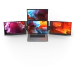 Thiết lập làm việc đa nhiệm với bộ ba màn hình di động Aura Displays Triple Boost 14 Pro gắn kèm laptop