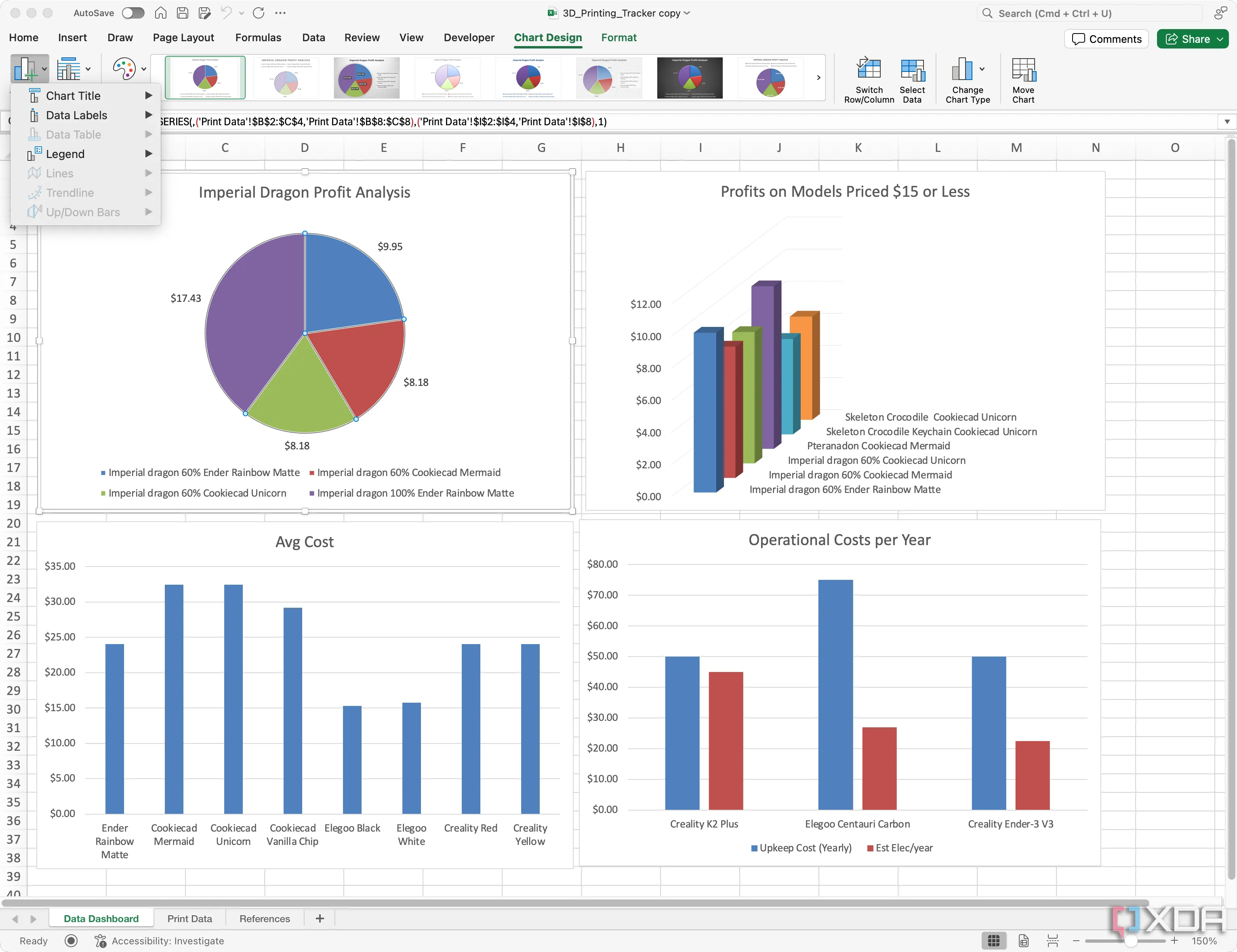 Tinh chỉnh thiết kế và bố cục biểu đồ dữ liệu in 3D trong Excel