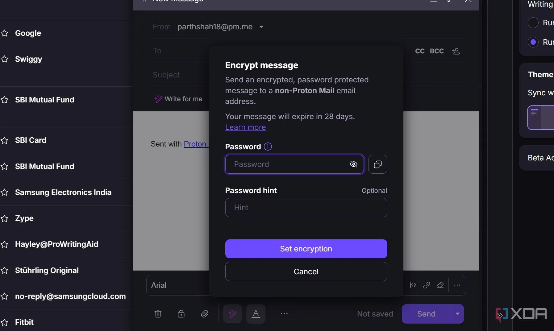 Tính năng mã hóa email bên ngoài của Proton Mail cho người không dùng Proton