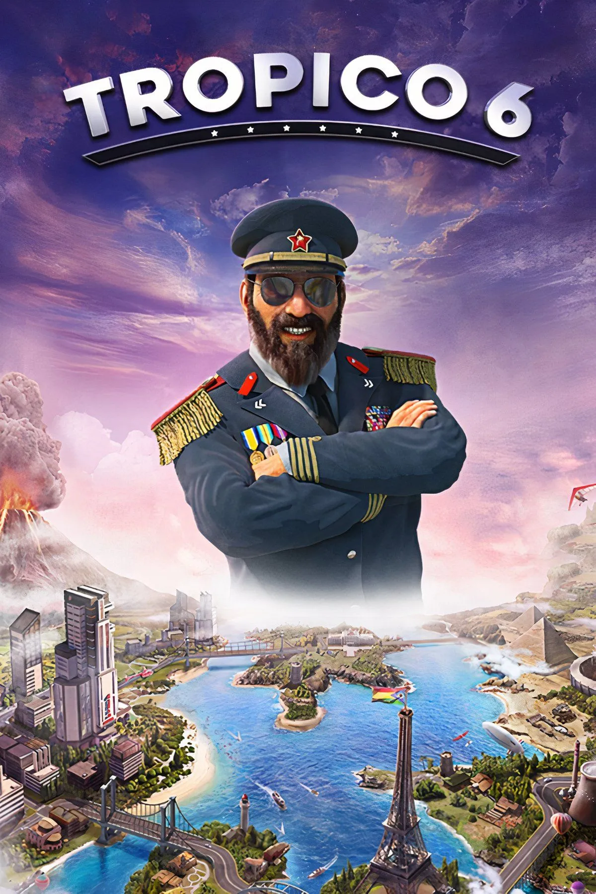Tổng quan hòn đảo Tropico với thành phố và khu nghỉ dưỡng biển trong Tropico 6.