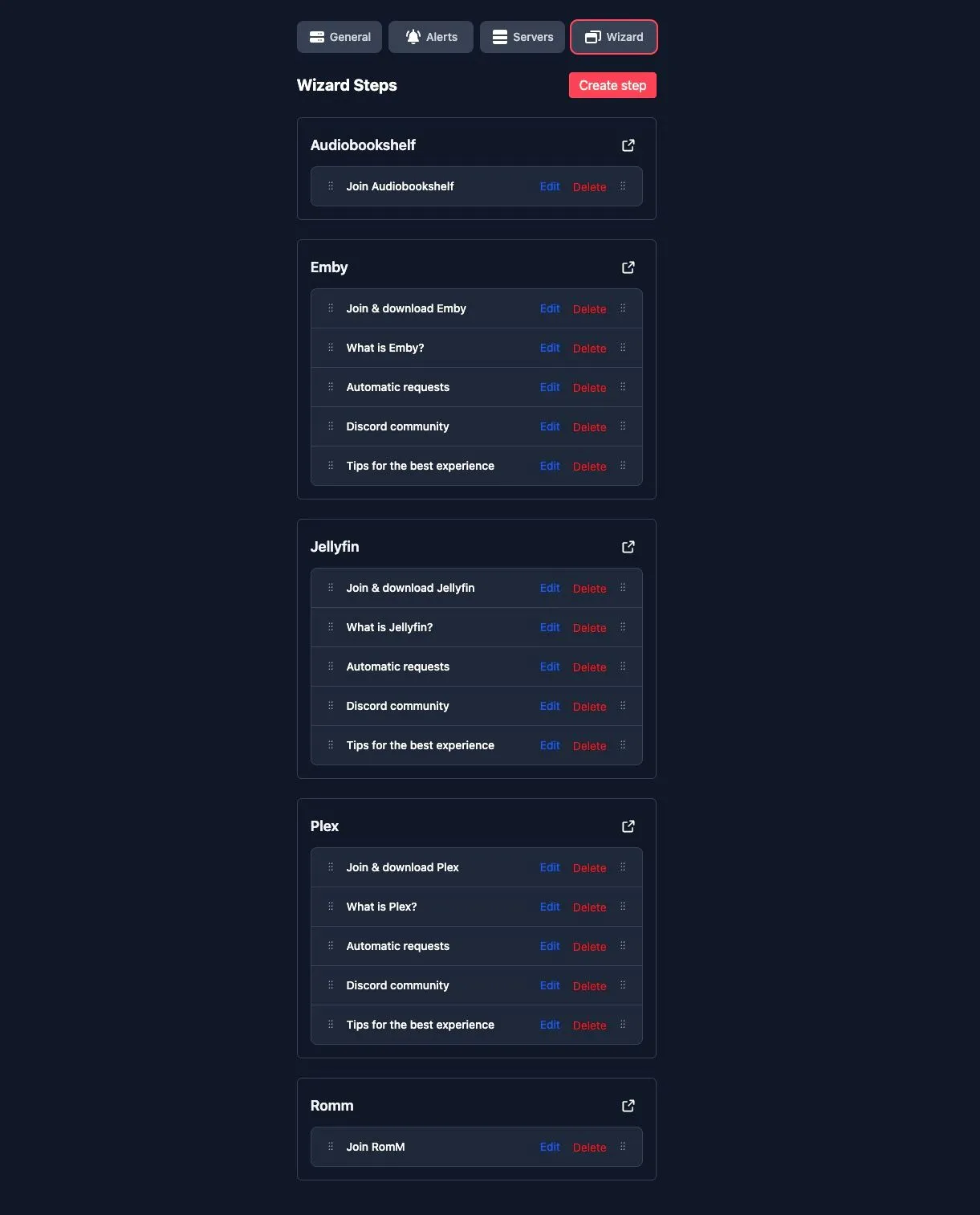 Tùy chỉnh các bước hướng dẫn thiết lập cho người dùng bằng Markdown trên Wizarr